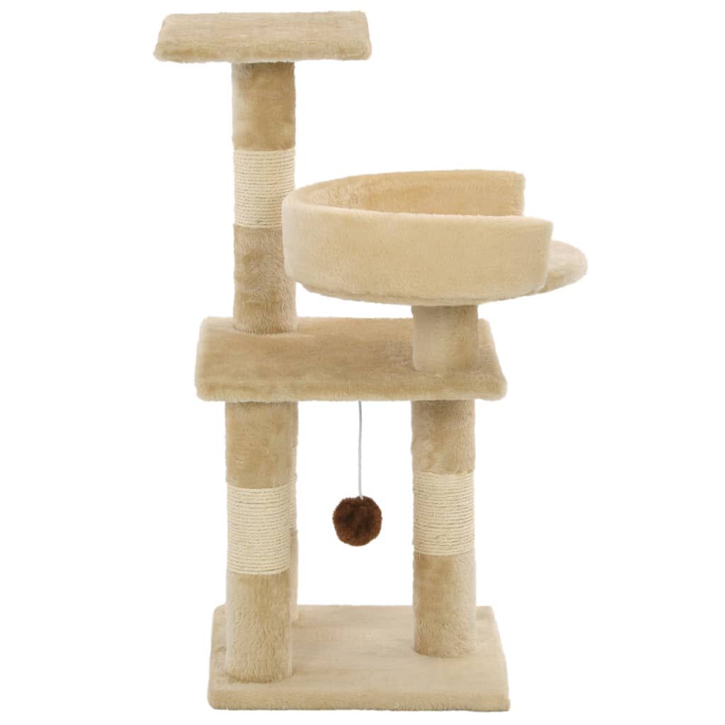 vidaXL Cat Tree with Sisal Scratching Posts 65 cm Beige vidaXL