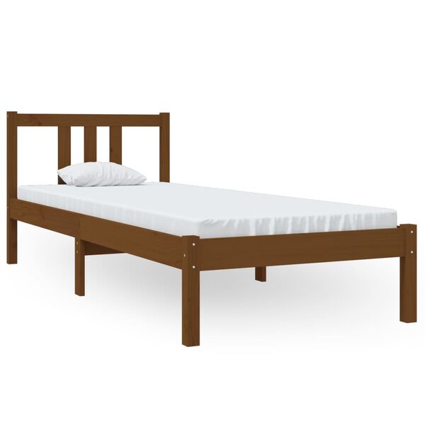 vidaXL Bed Frame without Mattress Honey Brown Solid Wood 75x190 cm Small Single