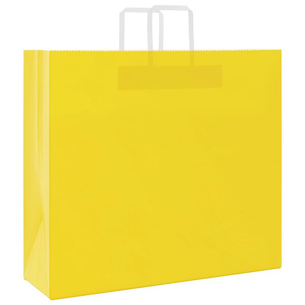 vidaXL Paper Bags 250 pcs with Handles Yellow 54x15x49 cm