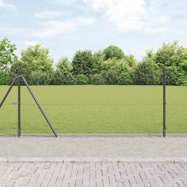 vidaXL Fence Post Grey 10 x 1 m (16 x 16 mm mesh) Steel