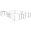 vidaXL Dog Kennel | Silver and silver grey | PE roof, powder-coated steel walls