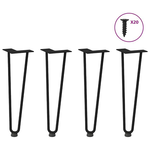 vidaXL Hairpin Legs for Coffee Table 4 pcs Black 42 cm Solid Steel