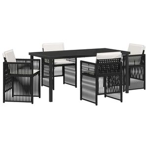 vidaXL Garden Dining Set 5 pcs Black Powder-Coated Steel