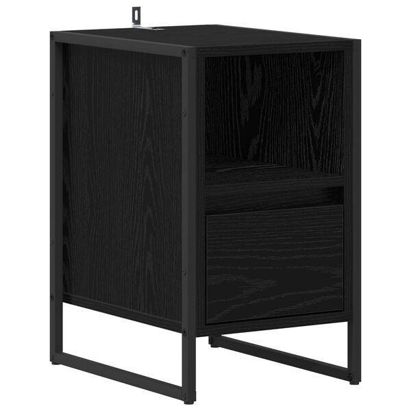 vidaXL Bedside Table Black Oak 39.5 x 30 x 50 cm Engineered Wood