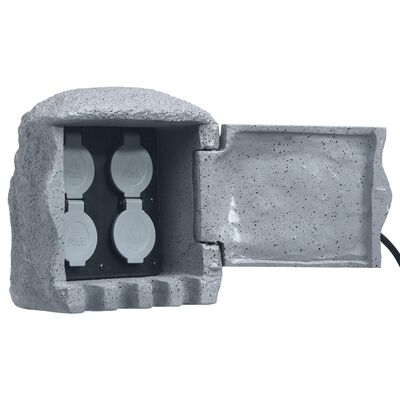 vidaXL Garden Socket Unit 4 Slots Remote Control Poly Resin Grey