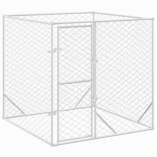 vidaXL Outdoor Dog Kennel Silver 2x2x2 m Galvanised Steel