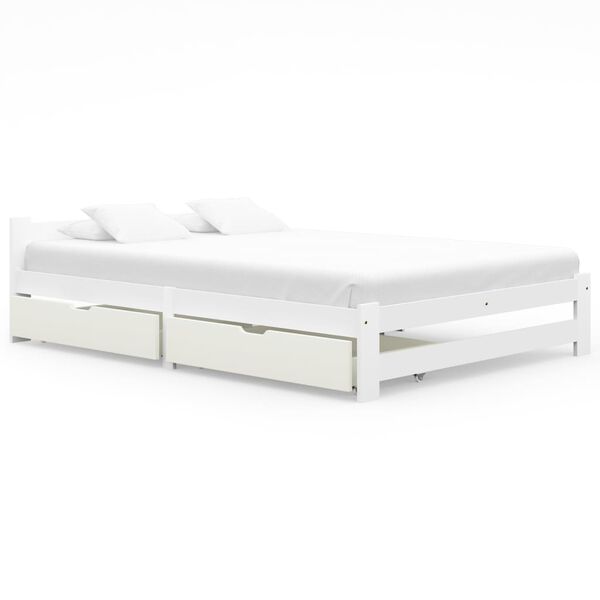 vidaXL Bed Frame without Mattress White Solid Wood 180x200 cm Super King