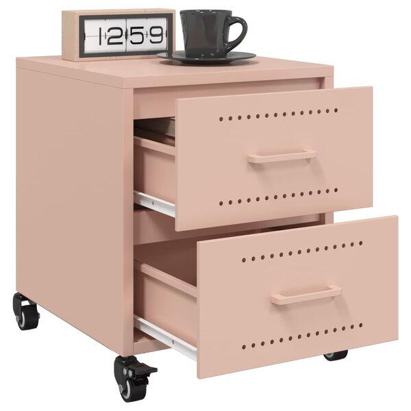 vidaXL Bedside Cabinet Pink 36x39x43.5 cm Steel