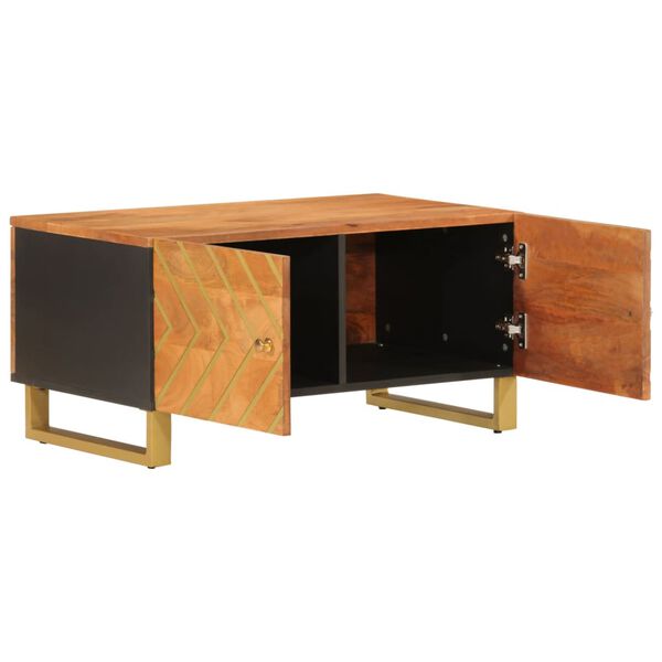 vidaXL Coffee Table Brown and Black 80x50x40 cm Solid Wood Mango