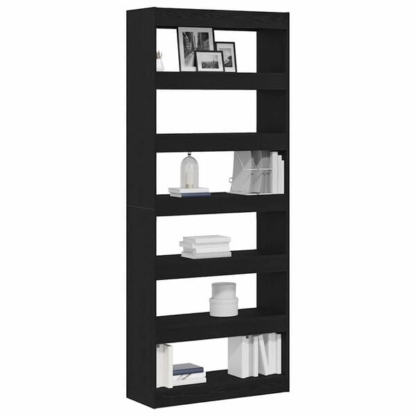 vidaXL Book Cabinet Black Oak 80 x 30 x 198 cm Engineered Wood