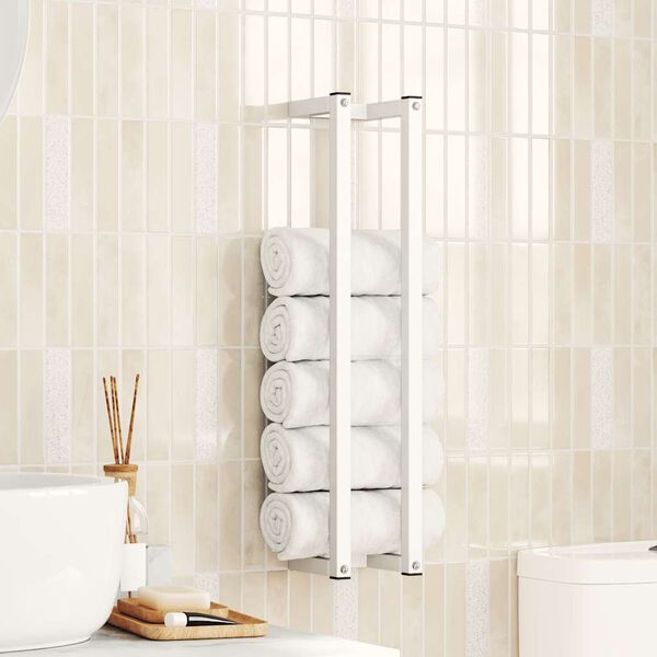 vidaXL Towel Rack White 12.5x12.5x60 cm Steel