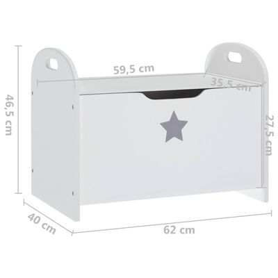 vidaXL Children Storage Bench White 62x40x46.5 cm MDF