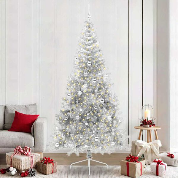 vidaXL Artificial Pre-lit Christmas Tree Silver 240 cm PET