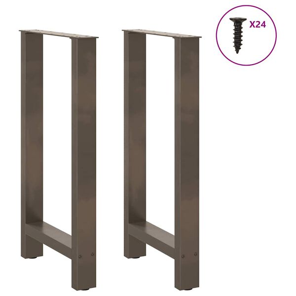 vidaXL Bar Table Legs Natural Steel 2 pcs 50x(90-91) cm Steel