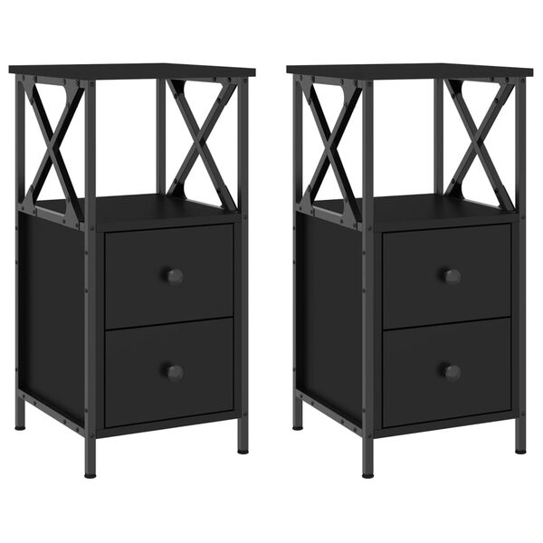 vidaXL Bedside Cabinets 2 pcs Black 34x35.5x70 cm Engineered Wood