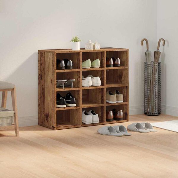 vidaXL Shoe Cabinet Old Wood 77.5 x 30 x 67 cm Engineered Wood