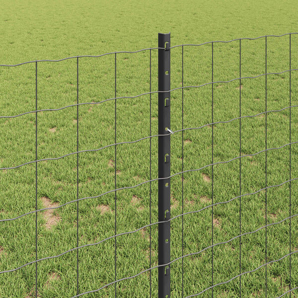 vidaXL Fence with Post Grey 1 x 10 m Steel