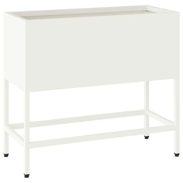 vidaXL Raised Garden Planter White 60 x 26 x 48 cm Steel