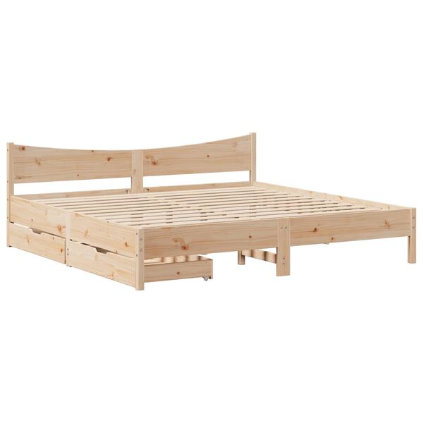 vidaXL Bed Frame with Drawers 200x200 cm Solid Wood Pine