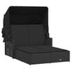 vidaXL Double Sun Lounger with Canopy and Cushions Black Poly Rattan