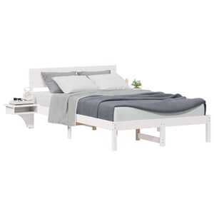 vidaXL Bed Frame with Headboard White 135 x 190 cm Solid Pine Wood