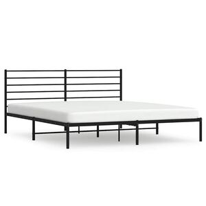 vidaXL Metal Bed Frame without Mattress with Headboard Black 180x200cm