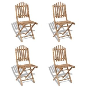 vidaXL Foldable Outdoor Chairs Bamboo 4 pcs