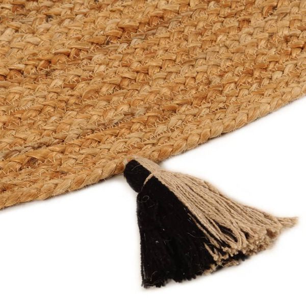 vidaXL Braided Area Rug with Tassels 150 cm Jute Round
