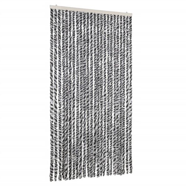 vidaXL Fly Curtain Grey and Black and White 100x200 cm Chenille