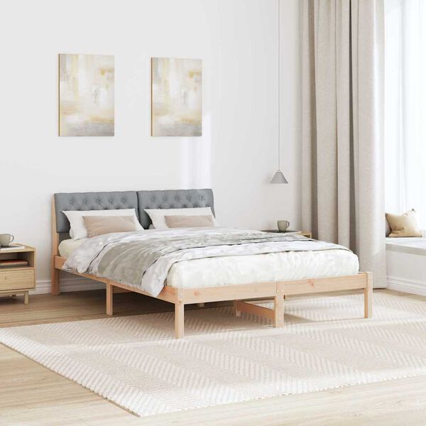 vidaXL Bed frame Brown and light grey 140 x 200 cm Solid pine wood