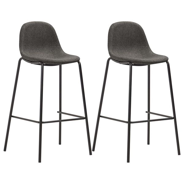 vidaXL Bar Stools 2 pcs Dark Grey Fabric