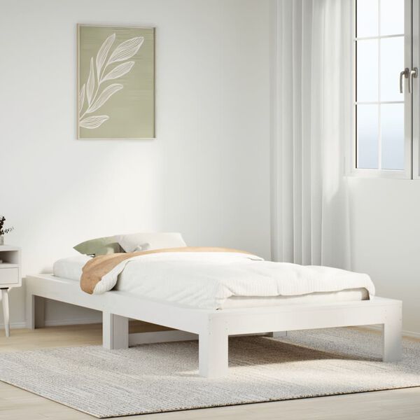 vidaXL Bed Frame without Mattress White 100x200 cm Solid Wood Pine