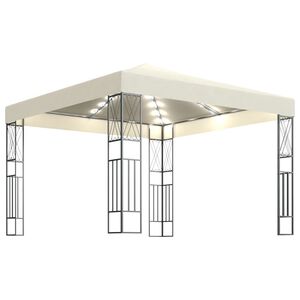 vidaXL Gazebo with LED String Lights 3x3 m Cream Fabric
