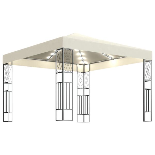 vidaXL Gazebo with LED String Lights 3x3 m Cream Fabric