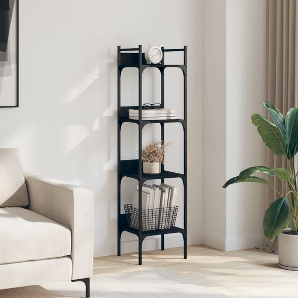 vidaXL Bookshelf 4-Tier Black 35x30x138.5 cm Engineered Wood