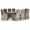vidaXL 9 Piece Garden Dining Set Grey Poly Rattan&Solid Wood Acacia