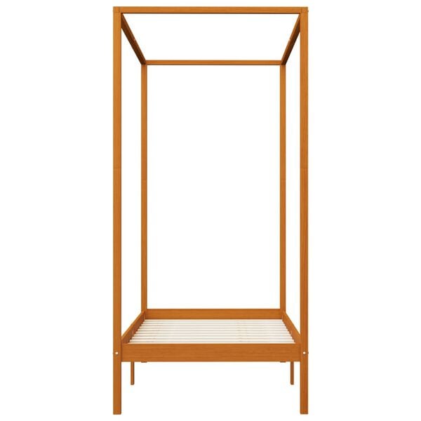 vidaXL Canopy Bed Frame without Mattress Honey Brown Solid Wood 90x200cm