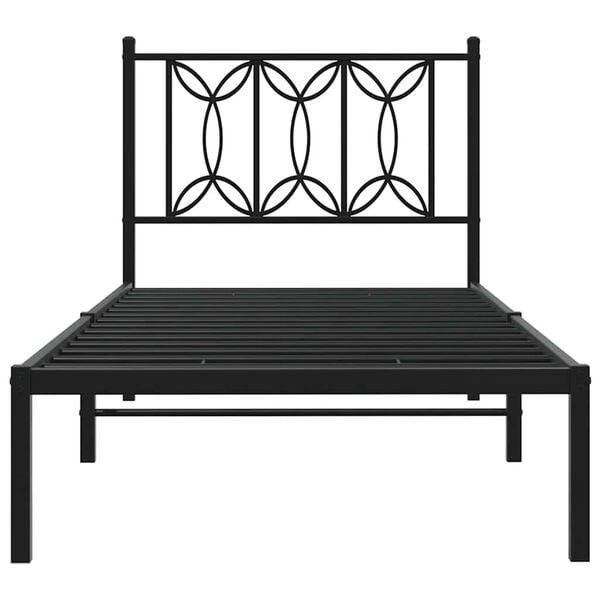 vidaXL Metal Bed Frame without Mattress with Headboard Black 90x190cm