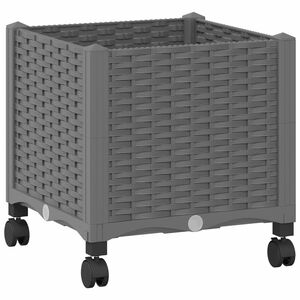vidaXL Garden Planter with Wheels Light Grey 40 x 40 x 44 cm PP