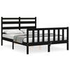 vidaXL Bed Frame without Mattress Black Double Solid Wood Pine