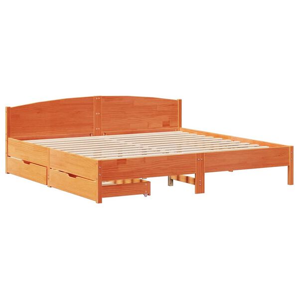 vidaXL Bed Frame without Mattress Wax Brown 180x200 cm Super King Solid Wood Pine