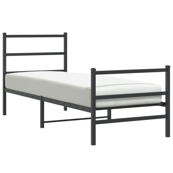 vidaXL Metal Bed Frame without Mattress with Footboard&nbsp;Black 80x200cm