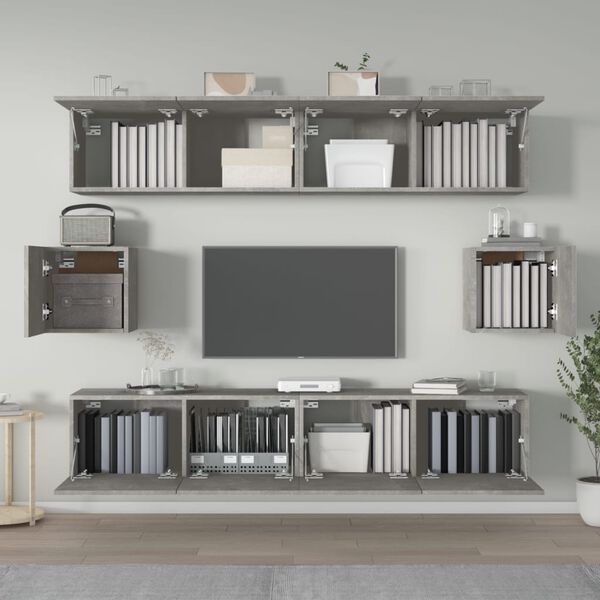 vidaXL 6 Piece TV Cabinet Set Concrete Grey Engineered Wood