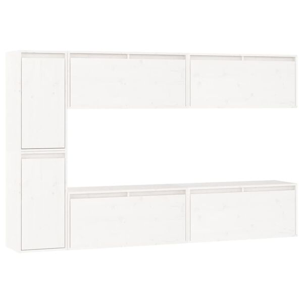 vidaXL TV Cabinets 6 pcs White Solid Wood Pine