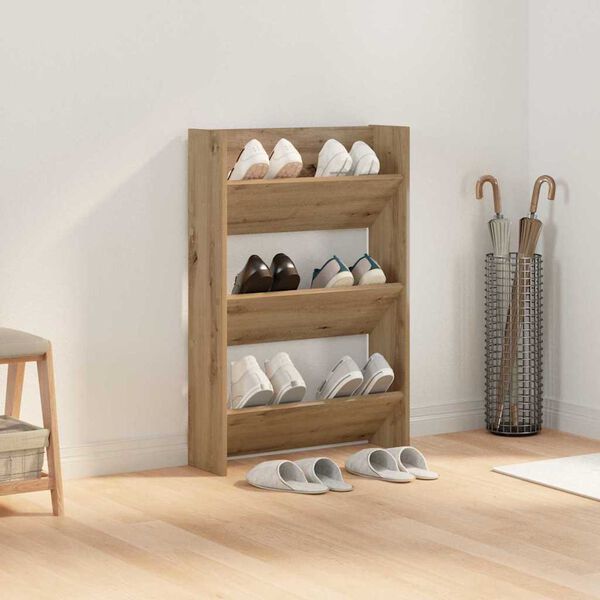 vidaXL Shoe Cabinet Artisan Oak 60 x 18 x 90 cm Engineered Wood