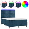 vidaXL Box Spring Bed with Mattress&LED Dark Blue 140x190 cm Velvet
