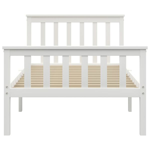 vidaXL Bed Frame without Mattress White Solid Pinewood 90x200 cm