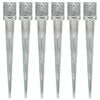 vidaXL Ground Spikes 6 pcs Silver 12x12x89 cm Galvanised Steel