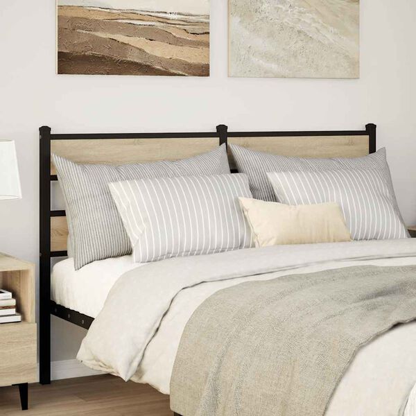 vidaXL Headboard Sonoma Oak 140 cm Iron and Engineered Wood
