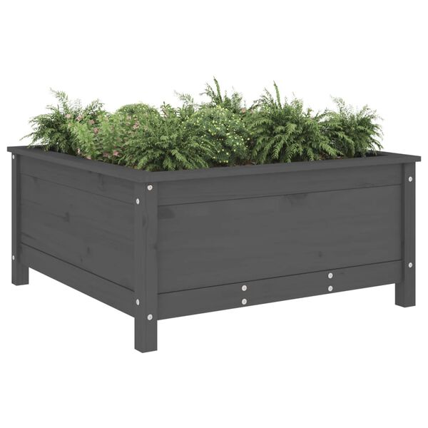 vidaXL Garden Planter Grey 82.5x82.5x39 cm Solid Wood Pine